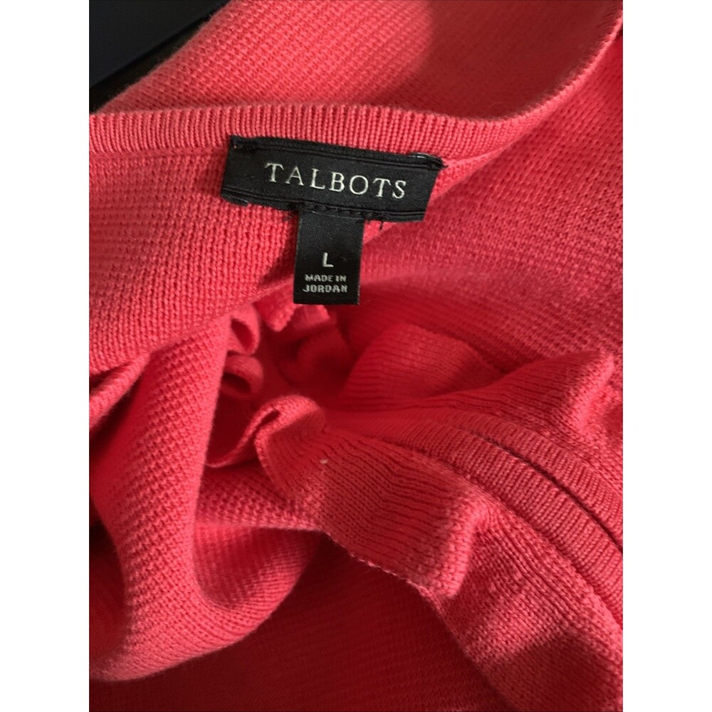 Talbots Cardigan Zip Front Cotton Rayon Blend Sz L Salmon Coral - Picture 5 of 6